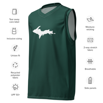 Michigan Upper Peninsula Basketball Jersey (w/ UP Outline) | Unisex - Laconic Green