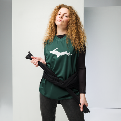 Michigan Upper Peninsula Basketball Jersey (w/ UP Outline) | Unisex - Laconic Green