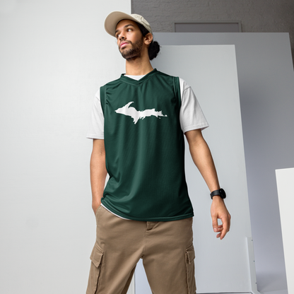 Michigan Upper Peninsula Basketball Jersey (w/ UP Outline) | Unisex - Laconic Green