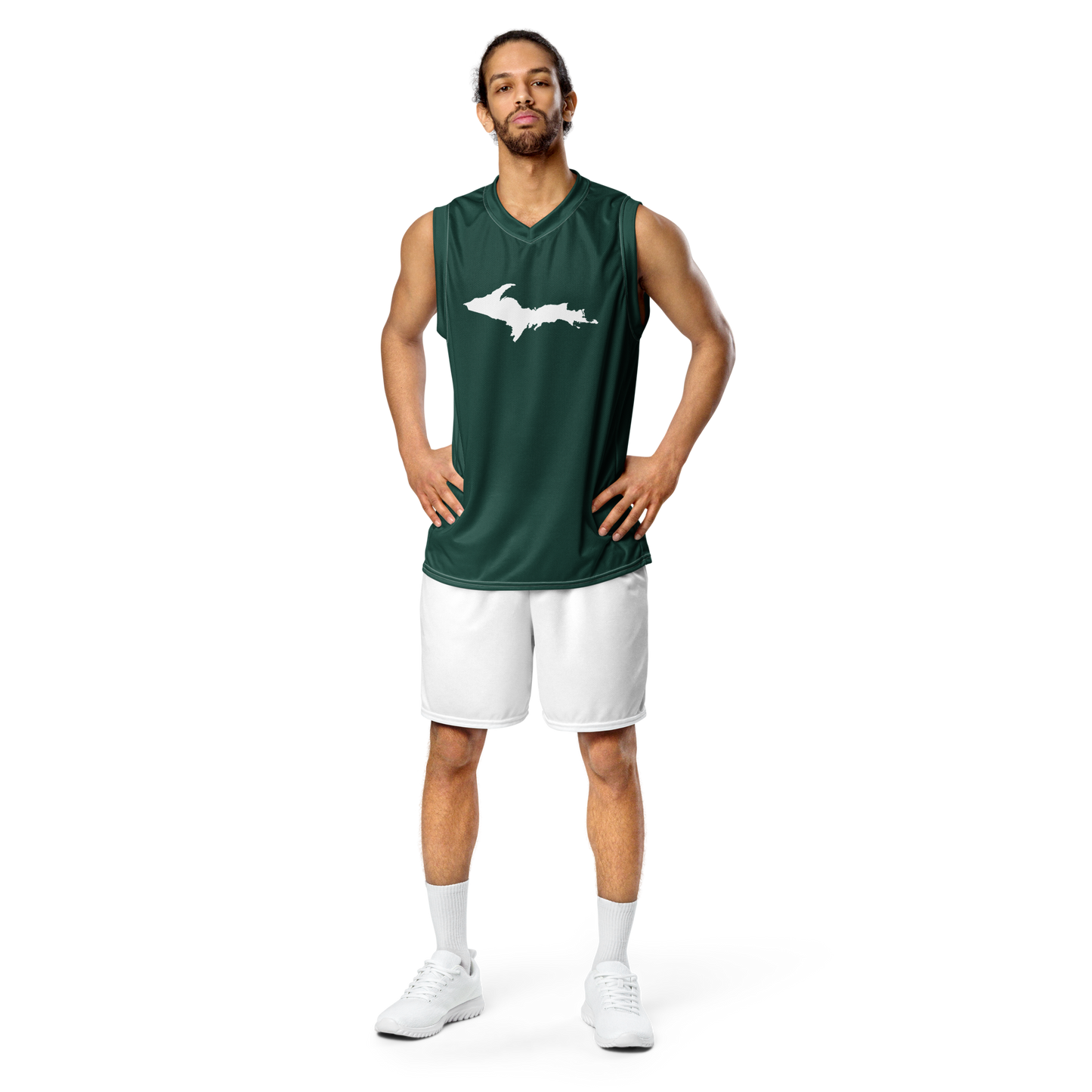 Michigan Upper Peninsula Basketball Jersey (w/ UP Outline) | Unisex - Laconic Green