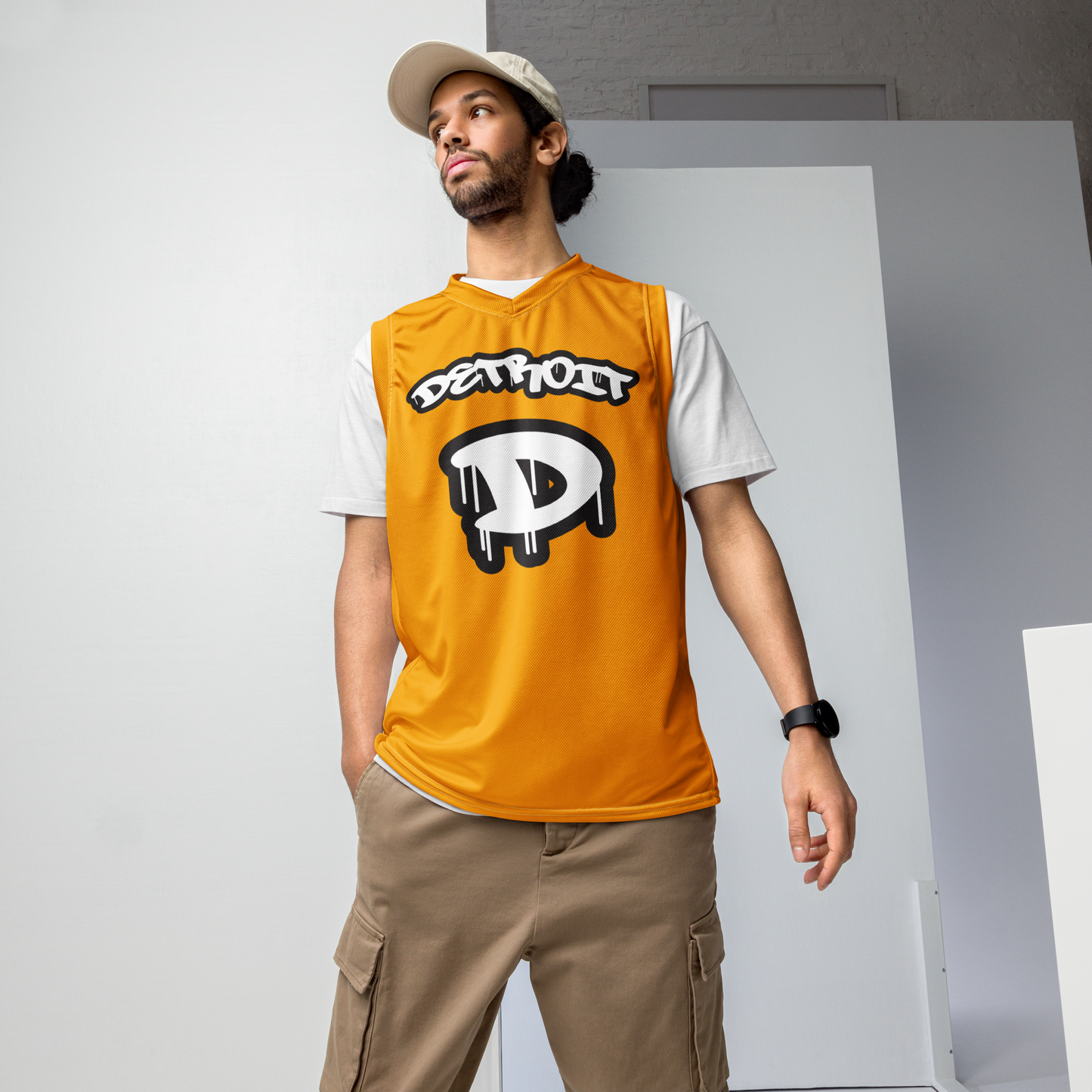 'Detroit 313' Basketball Jersey (Tag Edition) | Unisex - Birch Bark Orange