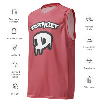 'Detroit 313' Basketball Jersey (Tag Edition) | Unisex - Watermelon Pink