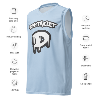 'Detroit 313' Basketball Jersey (Tag Edition) | Unisex - Light Blue