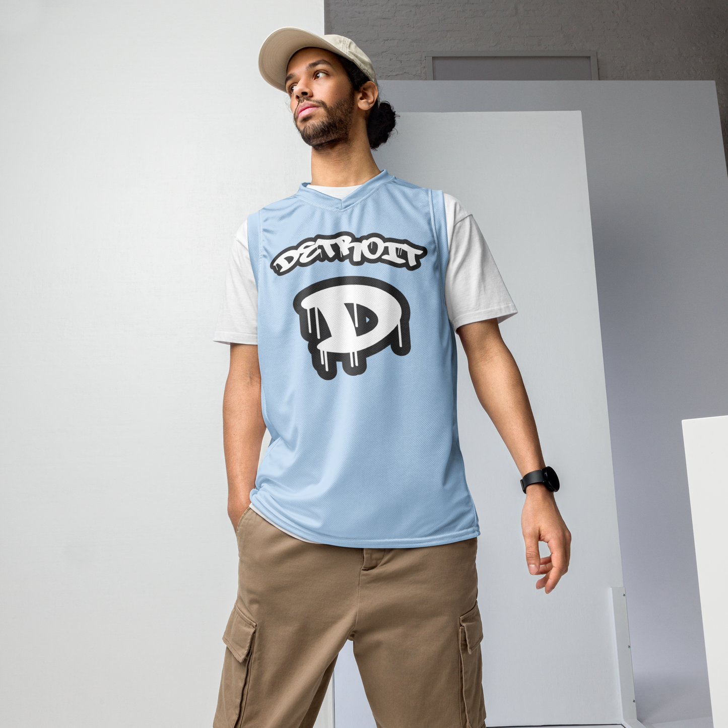 'Detroit 313' Basketball Jersey (Tag Edition) | Unisex - Light Blue