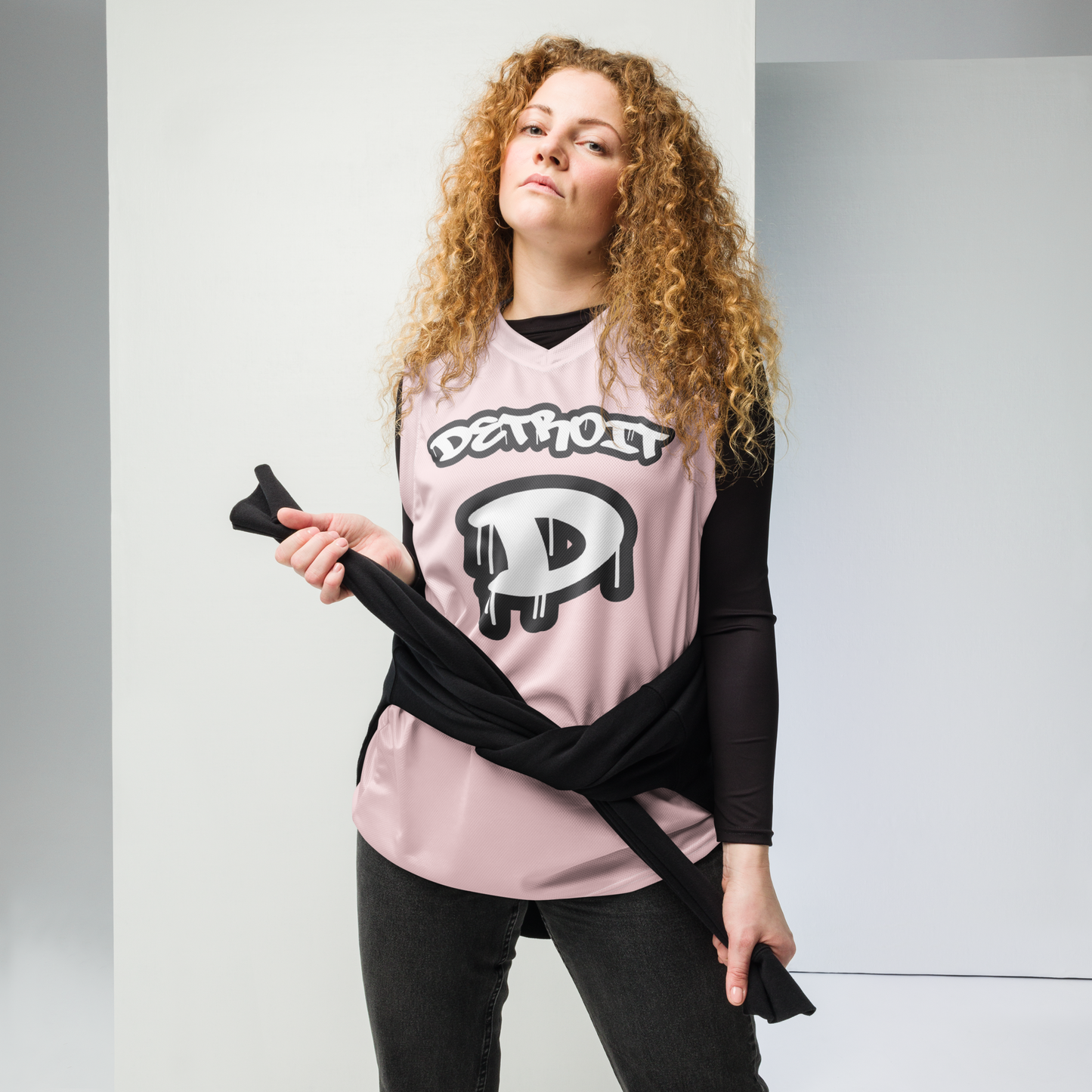 'Detroit 313' Basketball Jersey (Tag Edition) | Unisex - Pale Pink