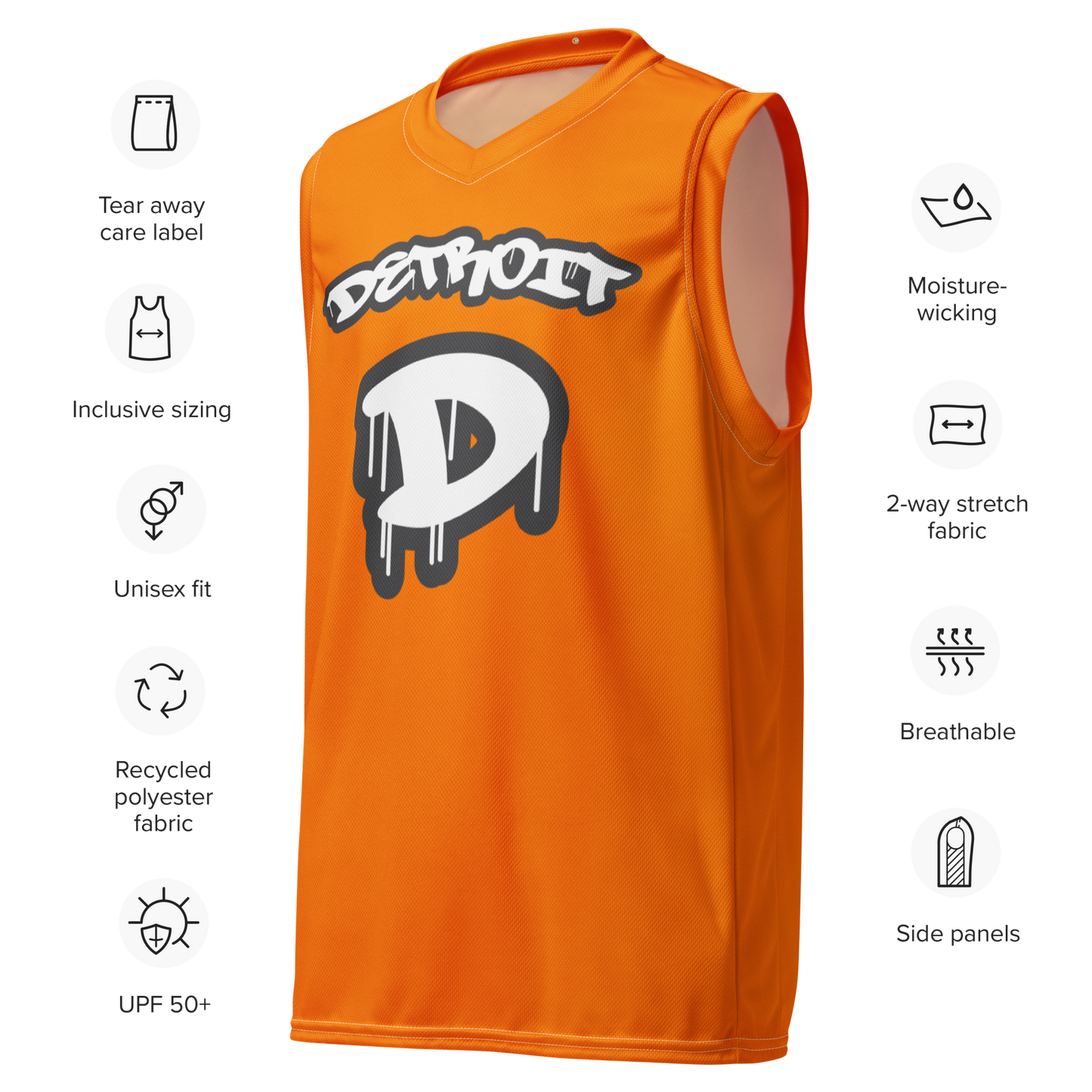 'Detroit 313' Basketball Jersey (Tag Edition) | Unisex - Safety Orange