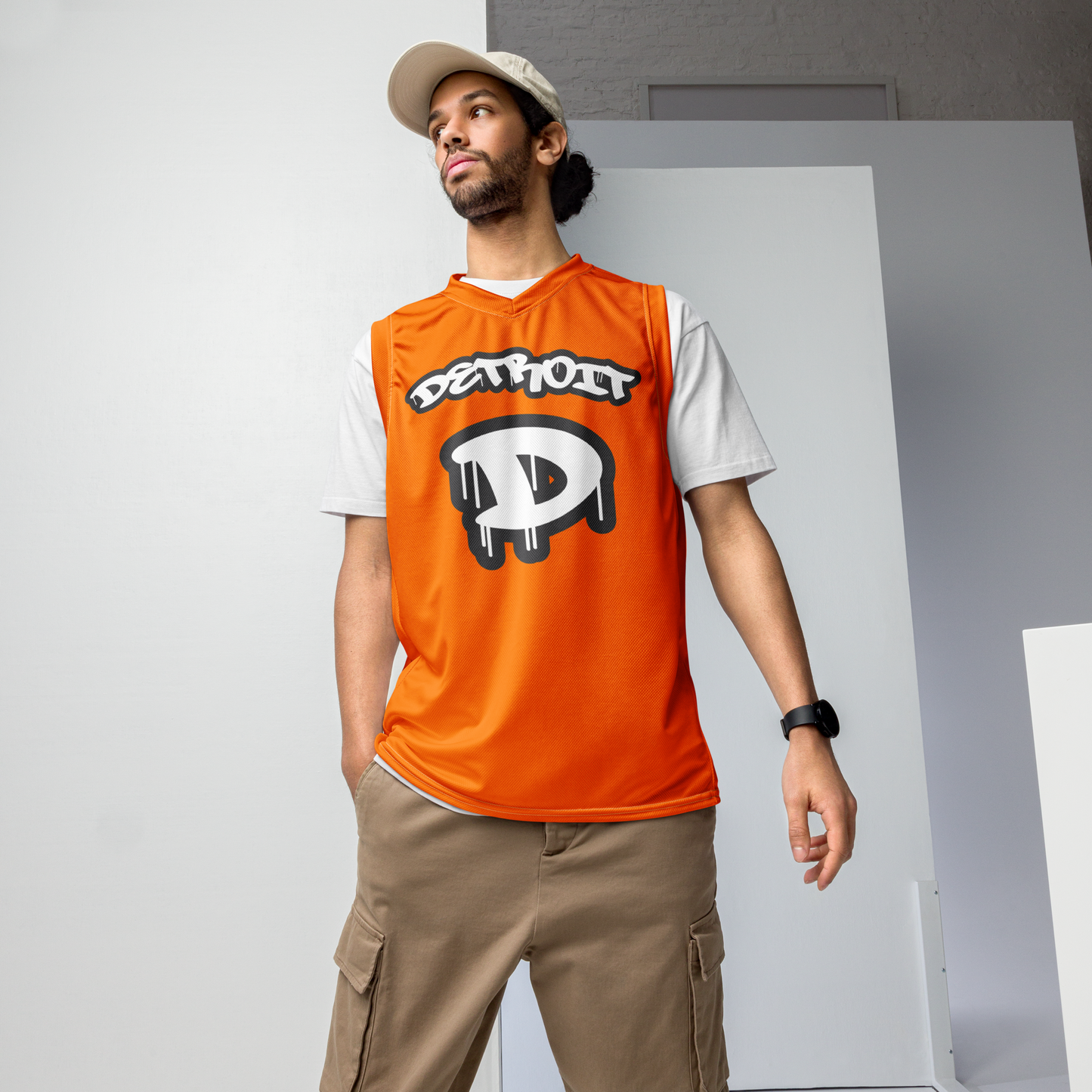 'Detroit 313' Basketball Jersey (Tag Edition) | Unisex - Safety Orange