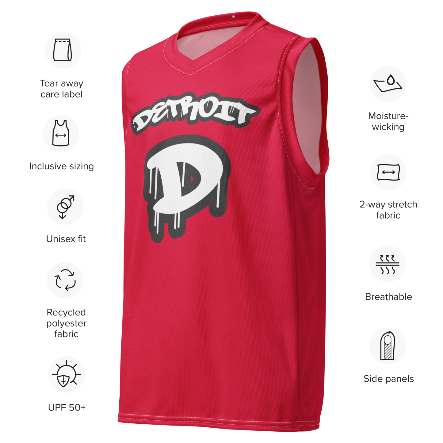 'Detroit 313' Basketball Jersey (Tag Edition) | Unisex - Lighthouse Red