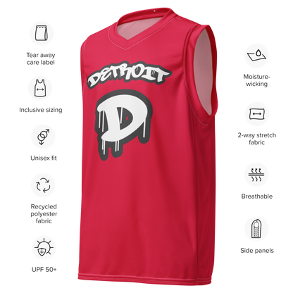 'Detroit 313' Basketball Jersey (Tag Edition) | Unisex - Lighthouse Red