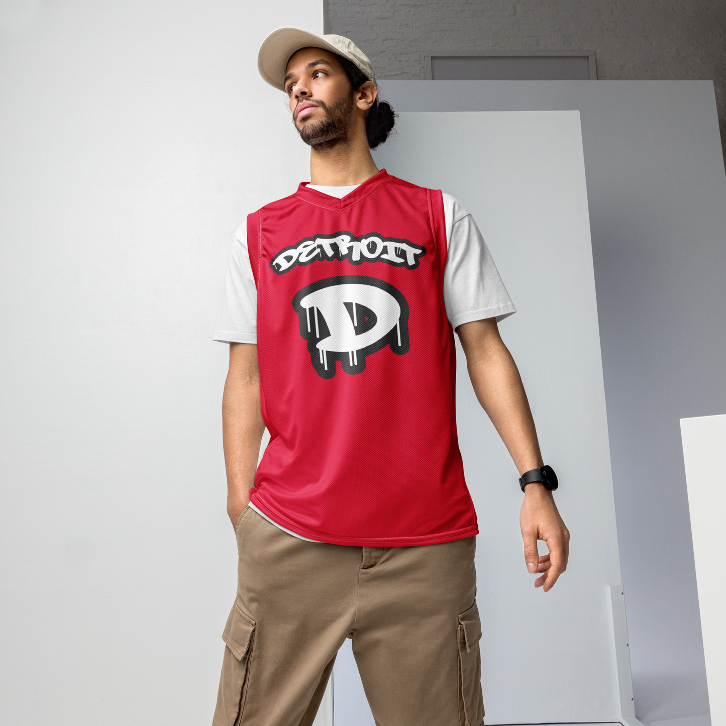 'Detroit 313' Basketball Jersey (Tag Edition) | Unisex - Lighthouse Red