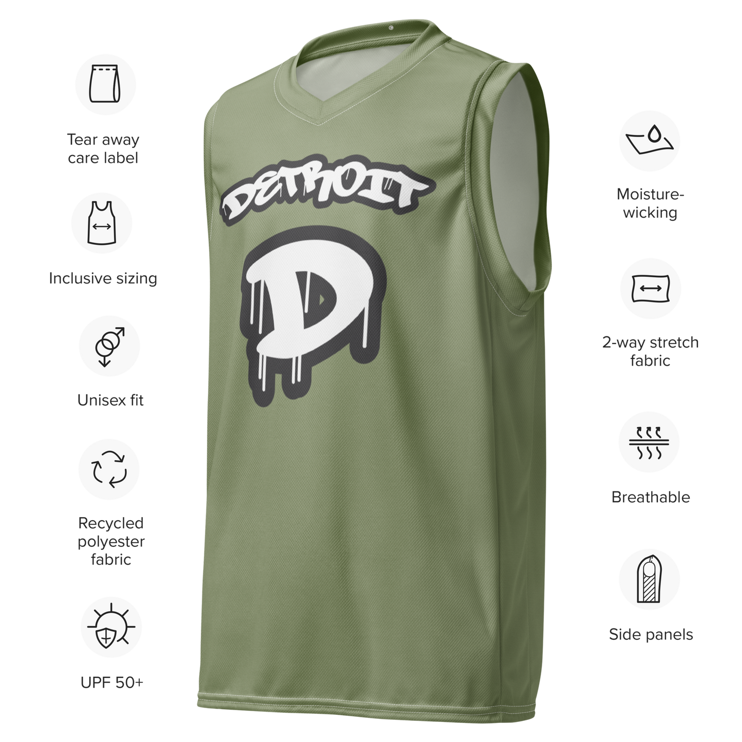 'Detroit 313' Basketball Jersey (Tag Edition) | Unisex - Beachgrass Green