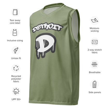 'Detroit 313' Basketball Jersey (Tag Edition) | Unisex - Beachgrass Green