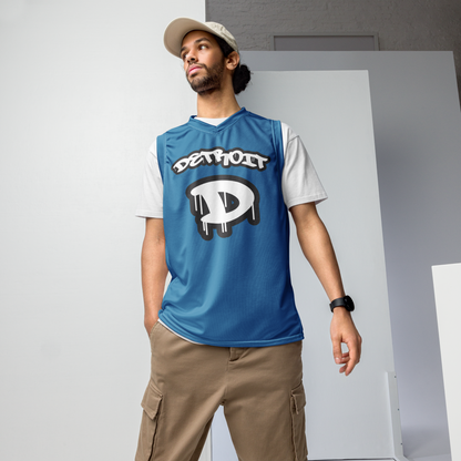 'Detroit 313' Basketball Jersey (Tag Edition) | Unisex - Lake Michigan Blue