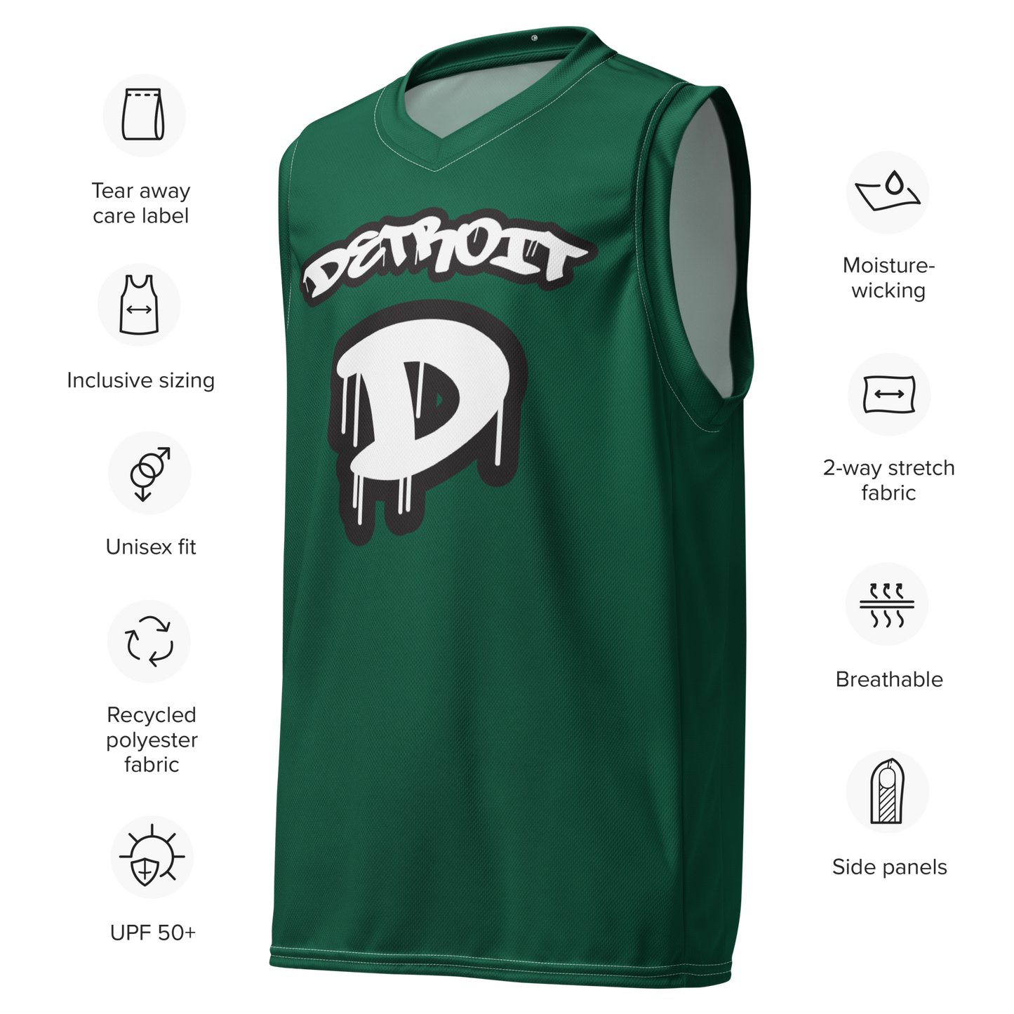 'Detroit 313' Basketball Jersey (Tag Edition) | Unisex - Superior Green