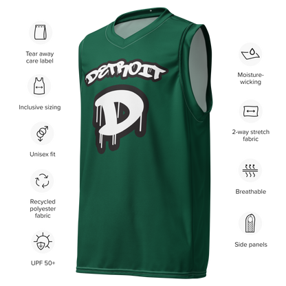 'Detroit 313' Basketball Jersey (Tag Edition) | Unisex - Superior Green