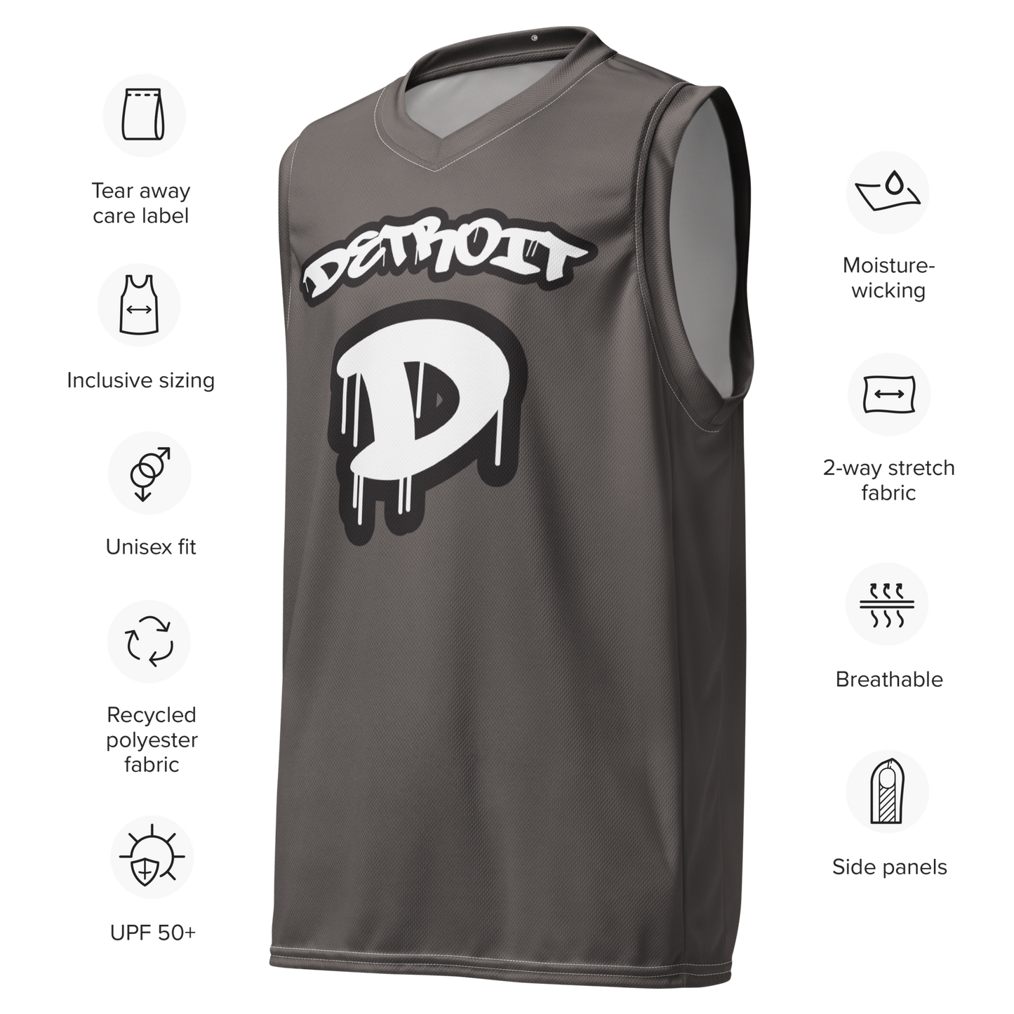 'Detroit 313' Basketball Jersey (Tag Edition) | Unisex - Warren Tank Grey