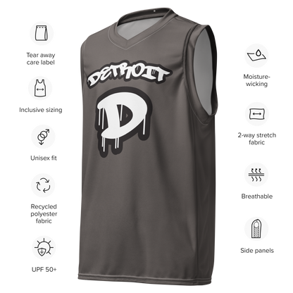 'Detroit 313' Basketball Jersey (Tag Edition) | Unisex - Warren Tank Grey