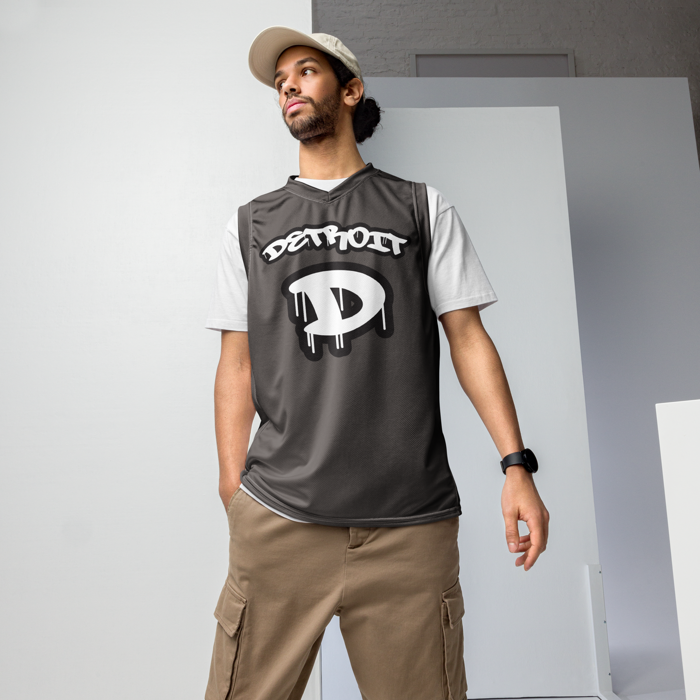 'Detroit 313' Basketball Jersey (Tag Edition) | Unisex - Warren Tank Grey