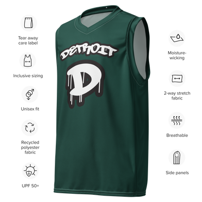 'Detroit 313' Basketball Jersey (Tag Edition) | Unisex - Laconic Green