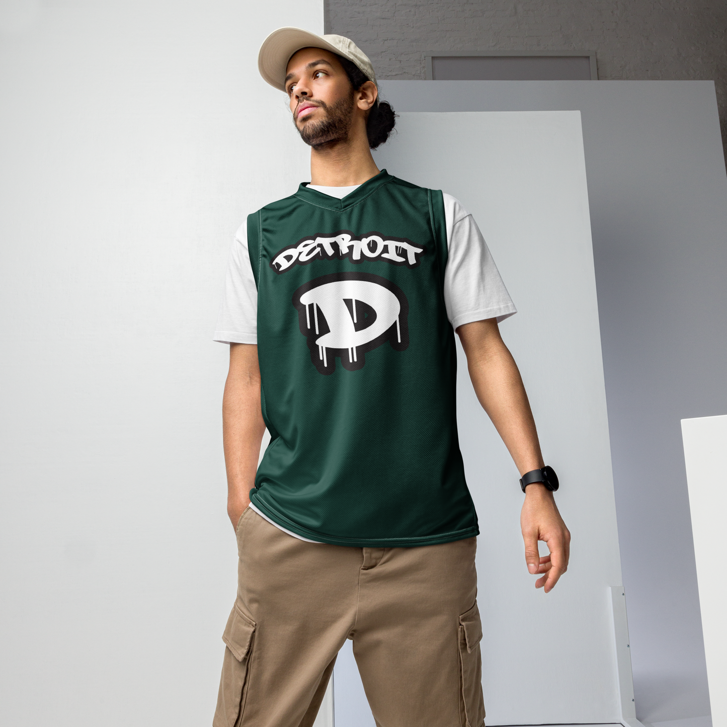 'Detroit 313' Basketball Jersey (Tag Edition) | Unisex - Laconic Green