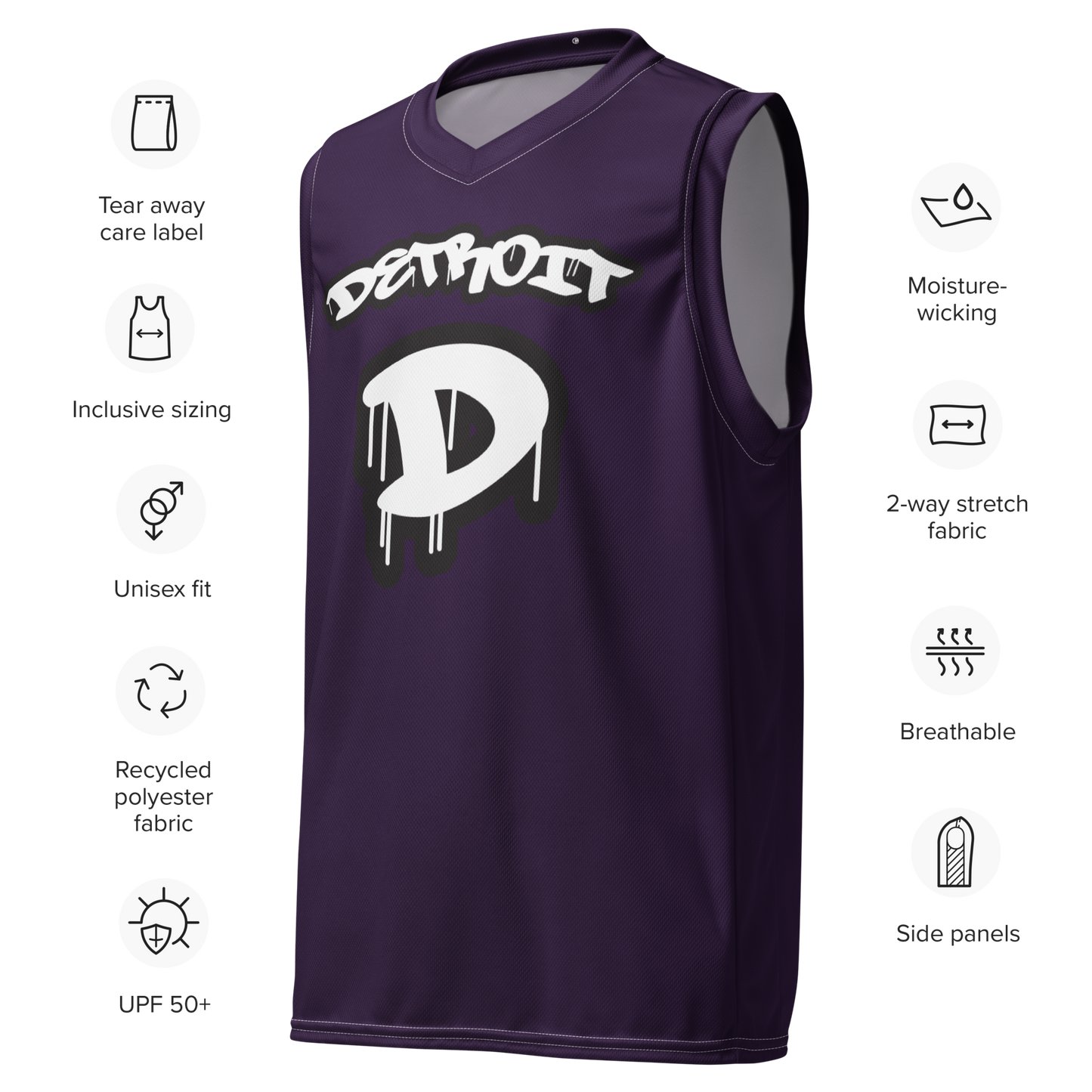 'Detroit 313' Basketball Jersey (Tag Edition) | Unisex - Blackcurrant