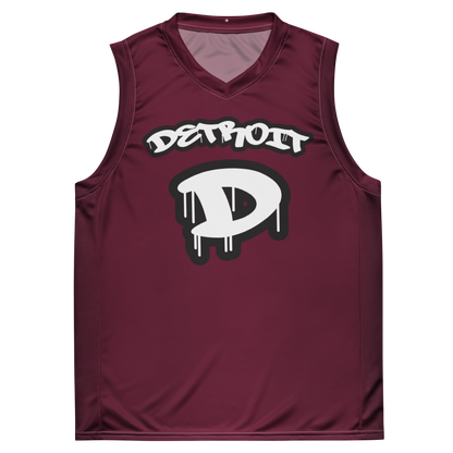 'Detroit 313' Basketball Jersey (Tag Edition) | Unisex - Old Mission Burgundy