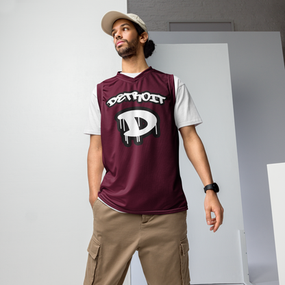 'Detroit 313' Basketball Jersey (Tag Edition) | Unisex - Old Mission Burgundy