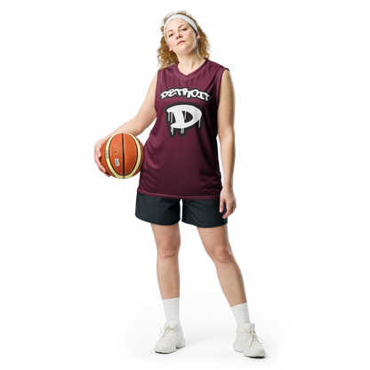 'Detroit 313' Basketball Jersey (Tag Edition) | Unisex - Old Mission Burgundy