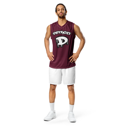 'Detroit 313' Basketball Jersey (Tag Edition) | Unisex - Old Mission Burgundy