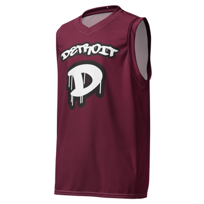 'Detroit 313' Basketball Jersey (Tag Edition) | Unisex - Old Mission Burgundy