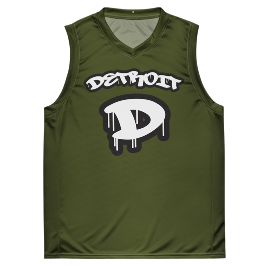 'Detroit 313' Basketball Jersey (Tag Edition) | Unisex - Army Green