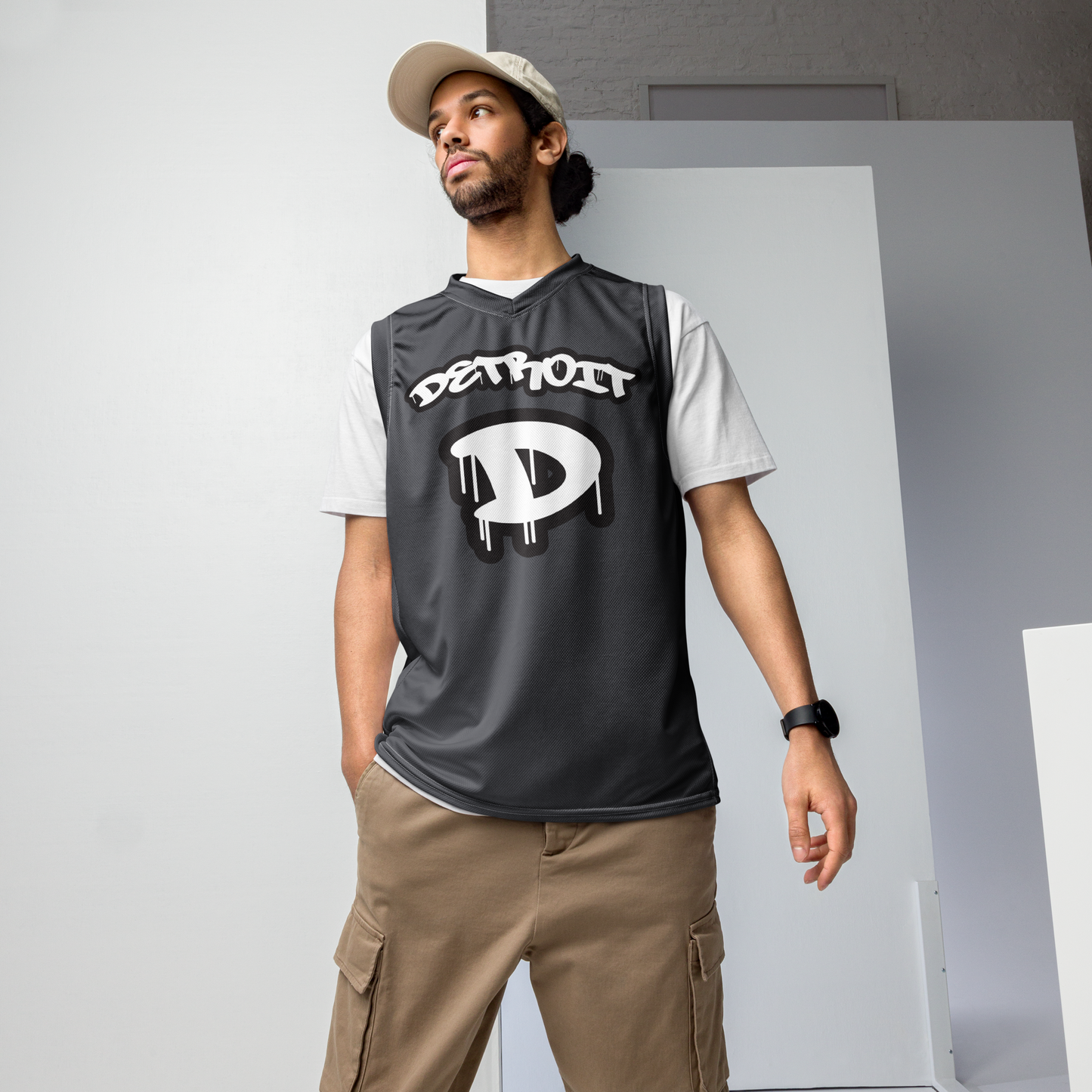 'Detroit 313' Basketball Jersey (Tag Edition) | Unisex - Iron Ore Grey