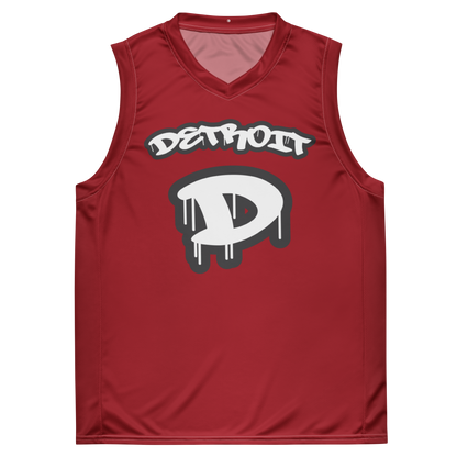 'Detroit 313' Basketball Jersey (Tag Edition) | Unisex - Thimbleberry Red