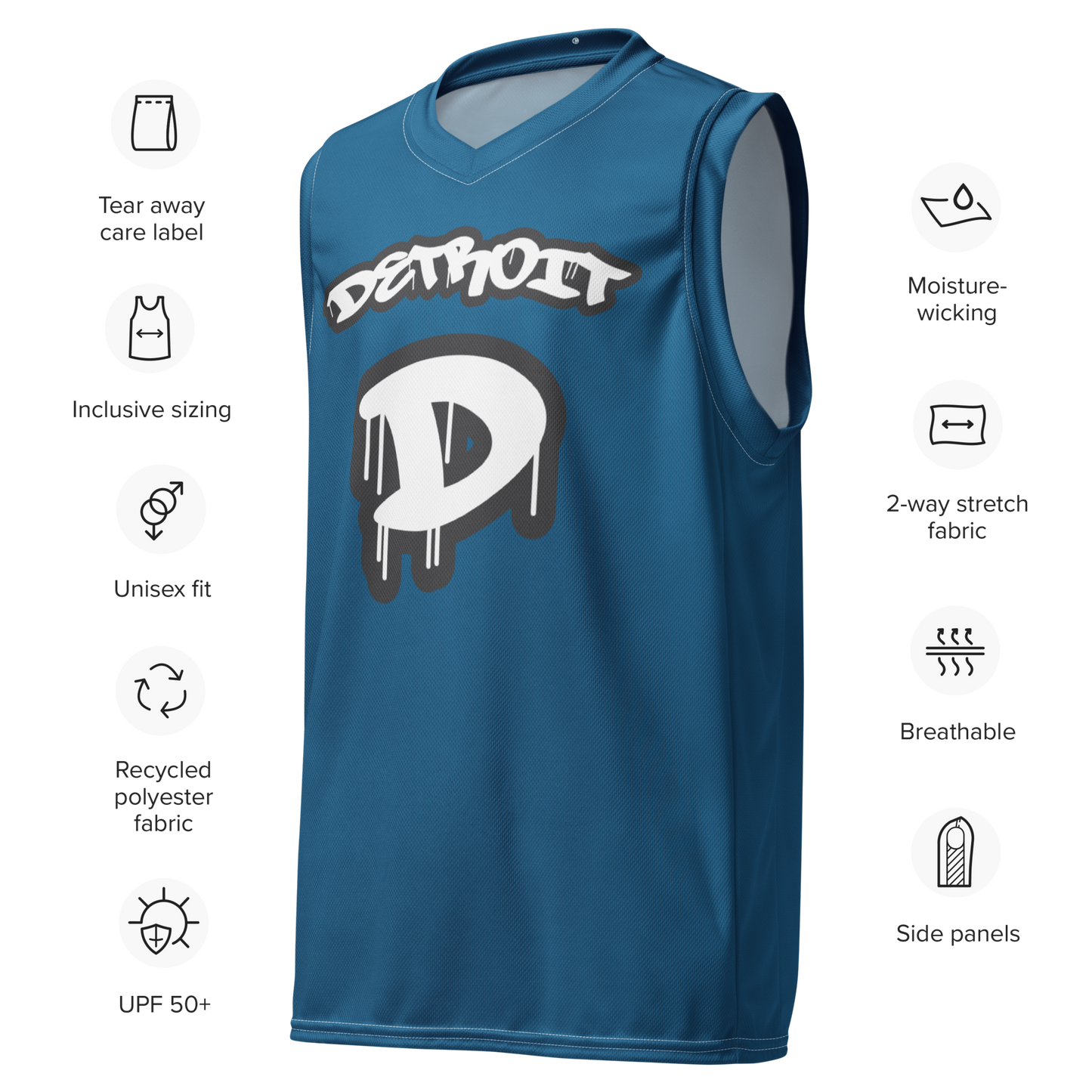 'Detroit 313' Basketball Jersey (Tag Edition) | Unisex - Blueberry