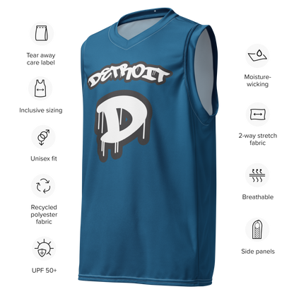 'Detroit 313' Basketball Jersey (Tag Edition) | Unisex - Blueberry