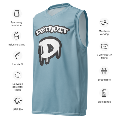 'Detroit 313' Basketball Jersey (Tag Edition) | Unisex - Opal Blue