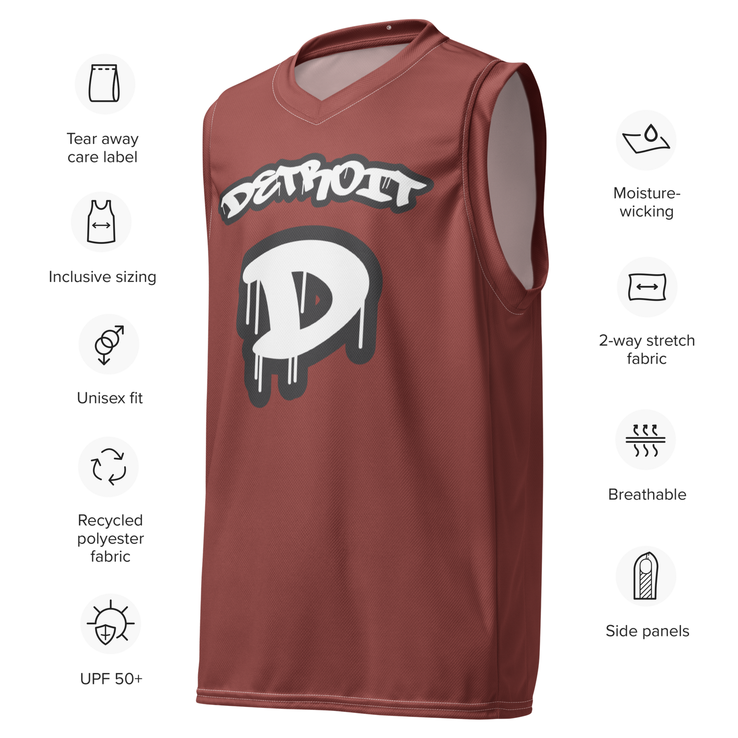 'Detroit 313' Basketball Jersey (Tag Edition) | Unisex - Ore Dock Red