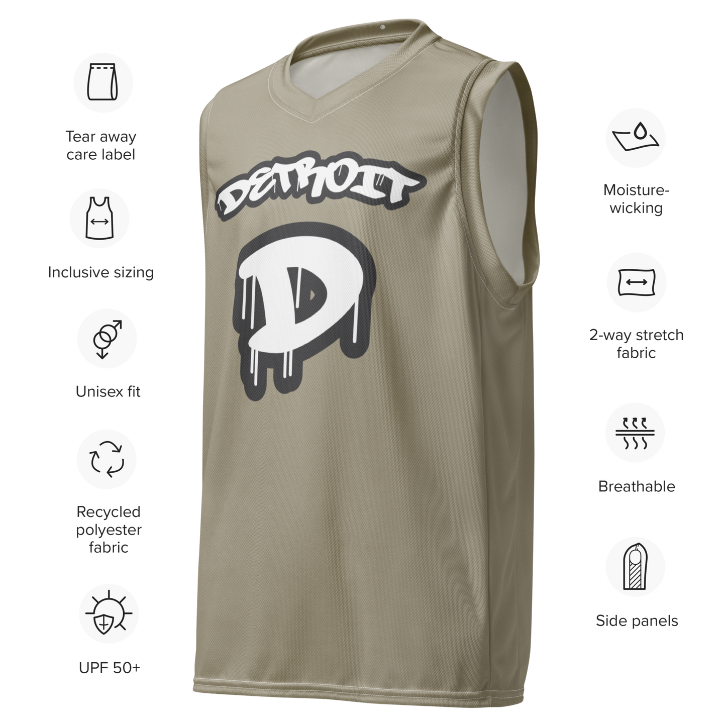 'Detroit 313' Basketball Jersey (Tag Edition) | Unisex - Petoskey Stone Beige