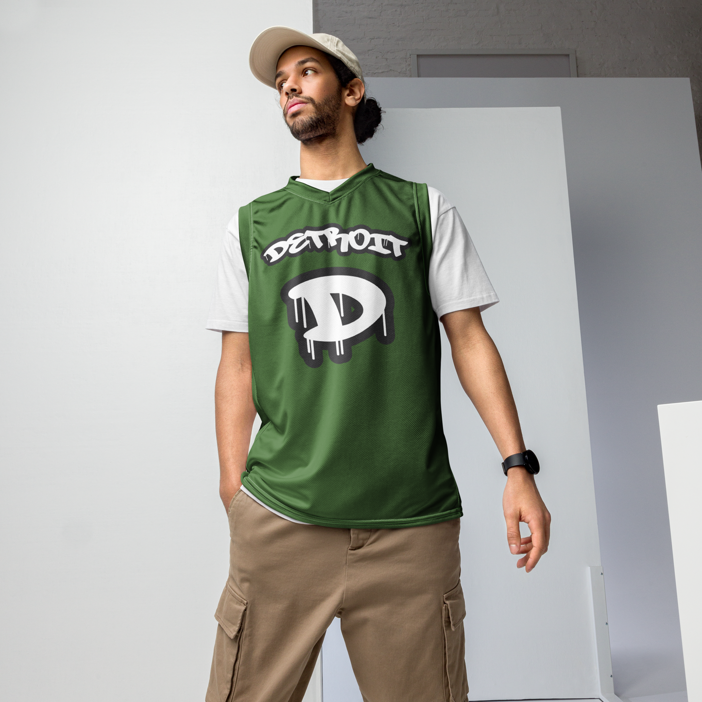 'Detroit 313' Basketball Jersey (Tag Edition) | Unisex - Pine Green