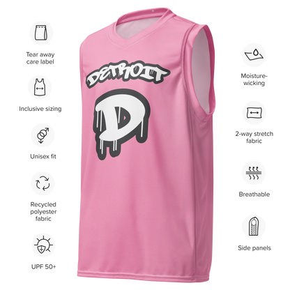 'Detroit 313' Basketball Jersey (Tag Edition) | Unisex - '67 Caddie Pink