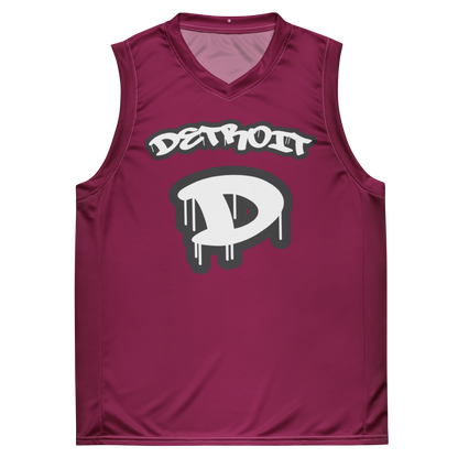 'Detroit 313' Basketball Jersey (Tag Edition) | Unisex - Ruby Red