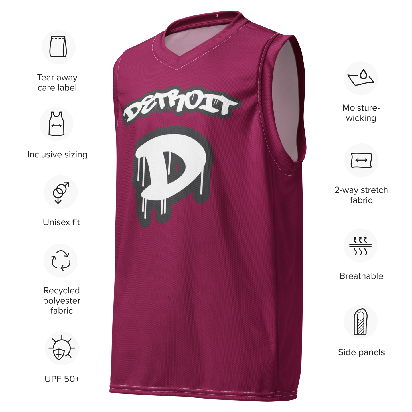 'Detroit 313' Basketball Jersey (Tag Edition) | Unisex - Ruby Red
