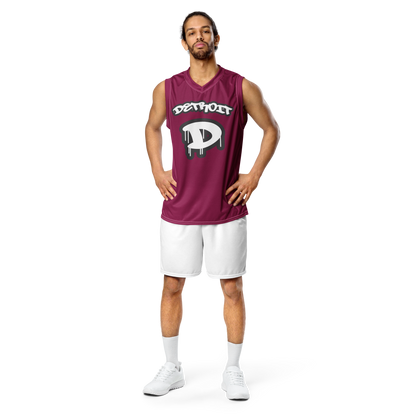 'Detroit 313' Basketball Jersey (Tag Edition) | Unisex - Ruby Red