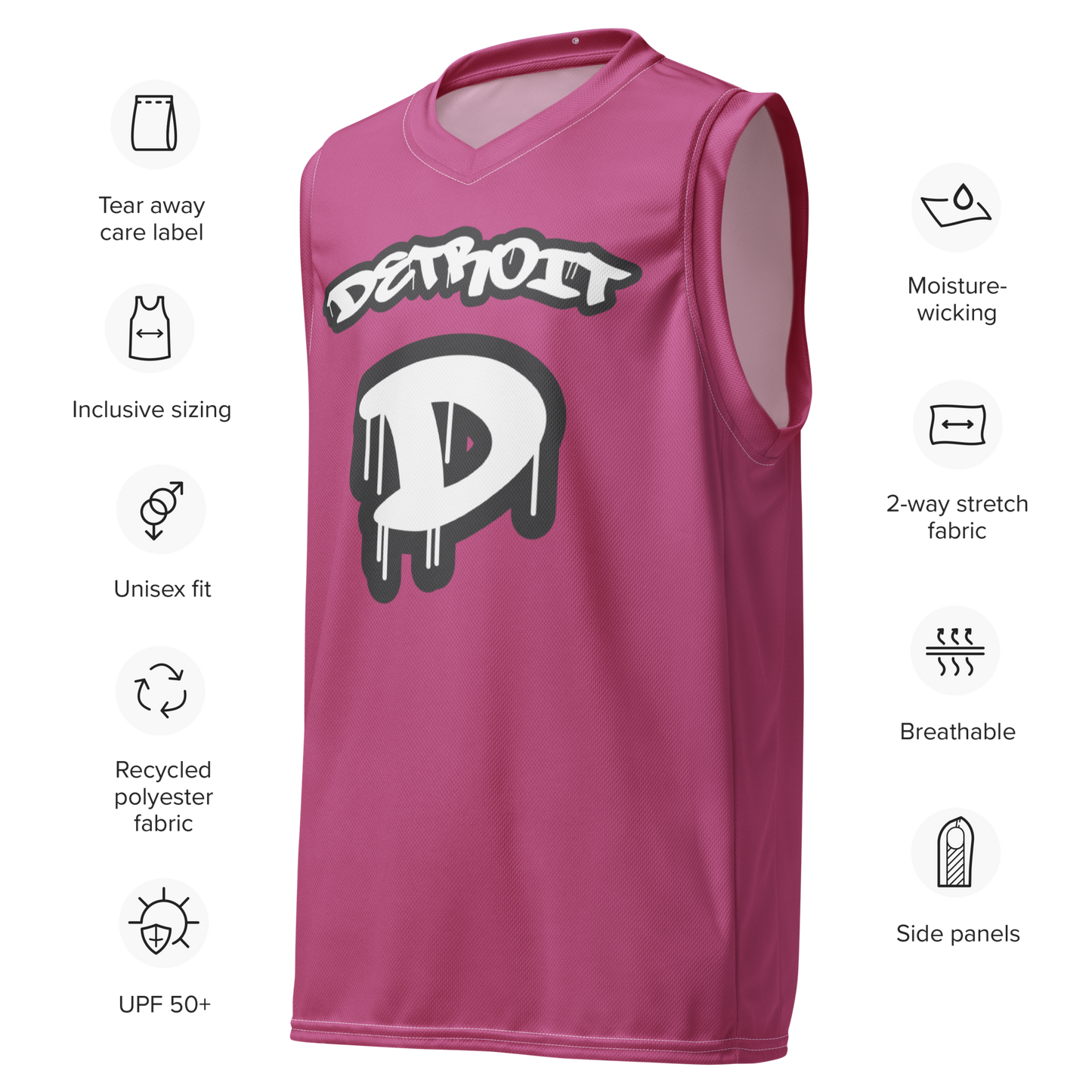 'Detroit 313' Basketball Jersey (Tag Edition) | Unisex - Apple Blossom Red