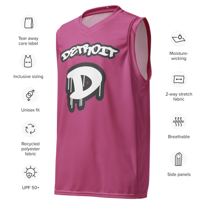 'Detroit 313' Basketball Jersey (Tag Edition) | Unisex - Apple Blossom Red