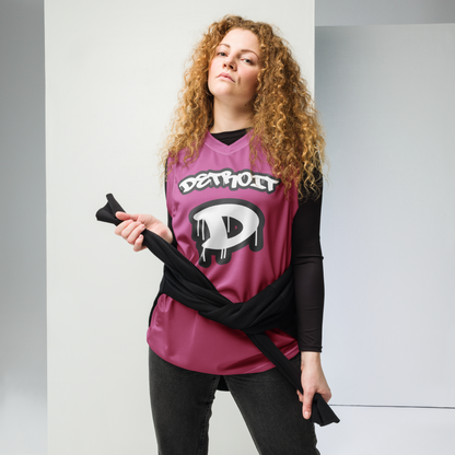 'Detroit 313' Basketball Jersey (Tag Edition) | Unisex - Apple Blossom Red