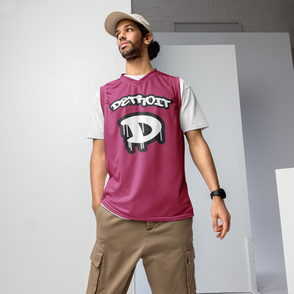 'Detroit 313' Basketball Jersey (Tag Edition) | Unisex - Apple Blossom Red