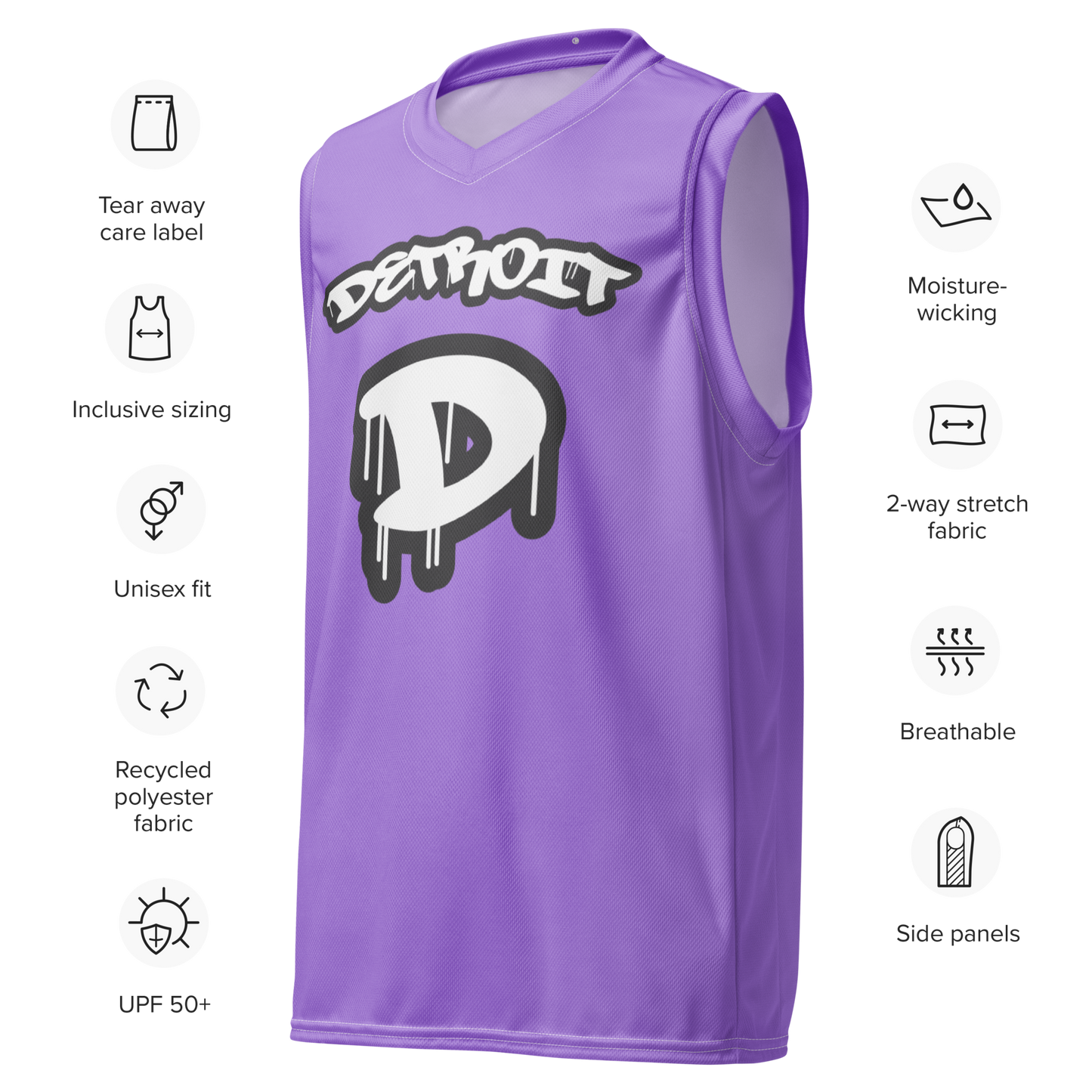 'Detroit 313' Basketball Jersey (Tag Edition) | Unisex - Lavender