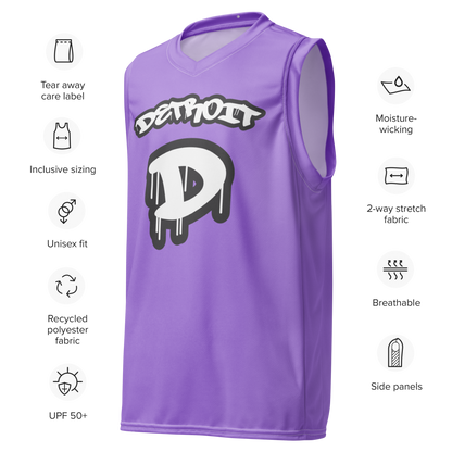 'Detroit 313' Basketball Jersey (Tag Edition) | Unisex - Lavender