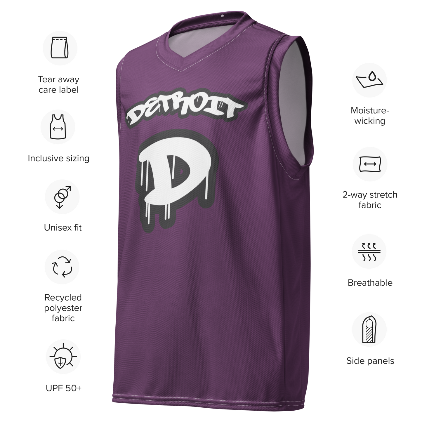 'Detroit 313' Basketball Jersey (Tag Edition) | Unisex - Plum